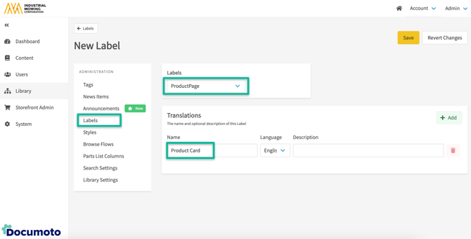 Labels for Product Pages